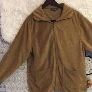 brown fuzzy jacket with hood